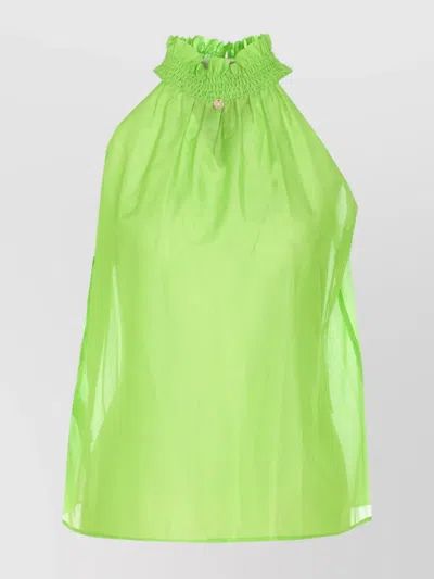 Liu •jo Halterneck Sleeveless Wide Model Top In Green