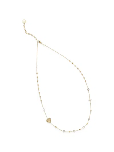 Liu •jo Heart Cross-charm Necklace In Gold