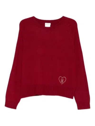 Liu •jo Heart-embellished Sweater In Red