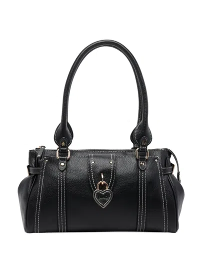 Liu •jo Heart-logo Shoulder Bag In Black