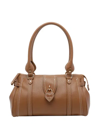 Liu •jo Heart-logo Shoulder Bag In Brown
