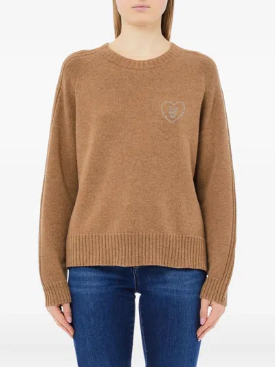 Liu •jo Heart-motif Knitwear In Brown