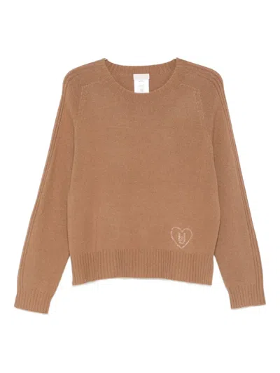 Liu •jo Heart-motif Sweater In Brown