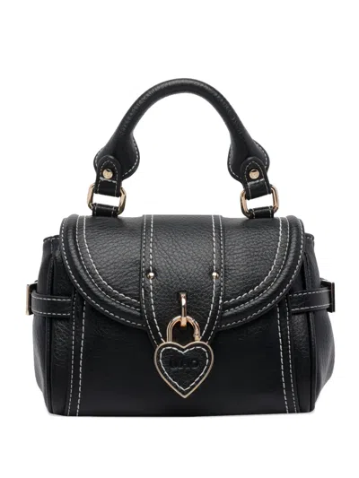 Liu •jo Heart Pendant Top Handle Bag In Black