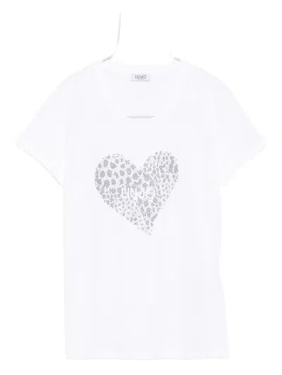 Liu •jo Heart-print Cotton T-shirt In White