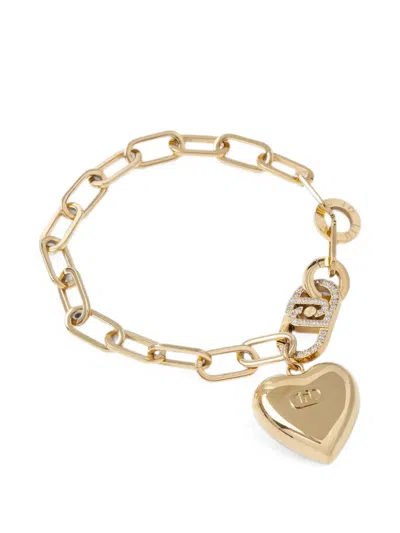 Liu •jo Heart-charm Link-chain Bracelet In Gold