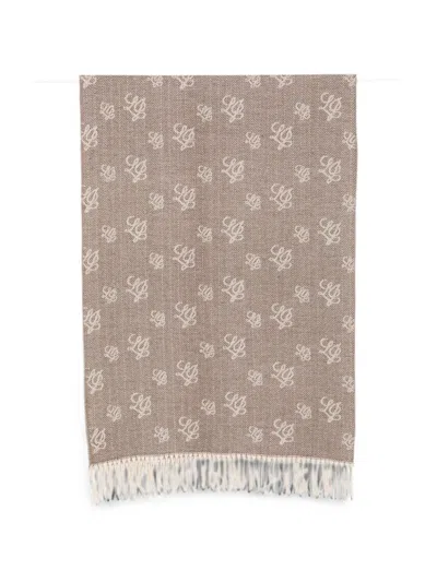 Liu •jo Herringbone Monogram Scarf In Gray