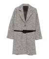 Liu •jo Herringbone-pattern Belted Coat In Gray