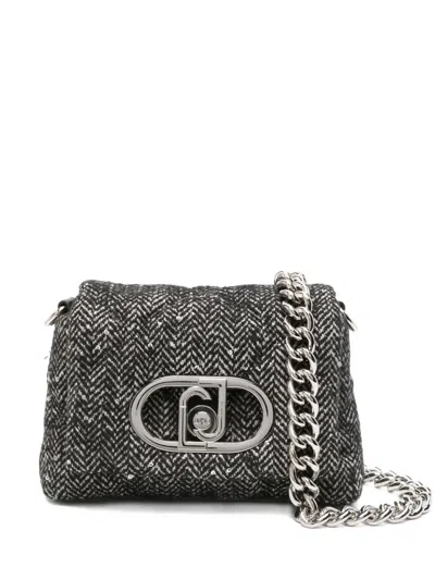 Liu •jo Herringbone Sequin Shoulder Bag In Black
