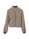 Liu •jo Herringbone-pattern Zip-up Jacket In Neutral