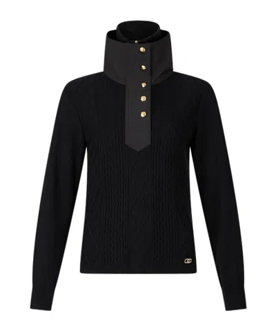 Liu •jo High Collar Long Sleeve Sweater In Black