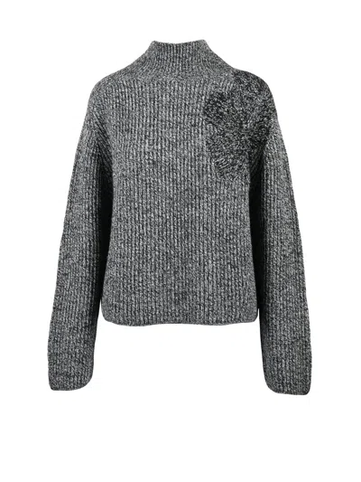 Liu •jo High Neck Chunky Knit Liu Jo Sweater In Gray