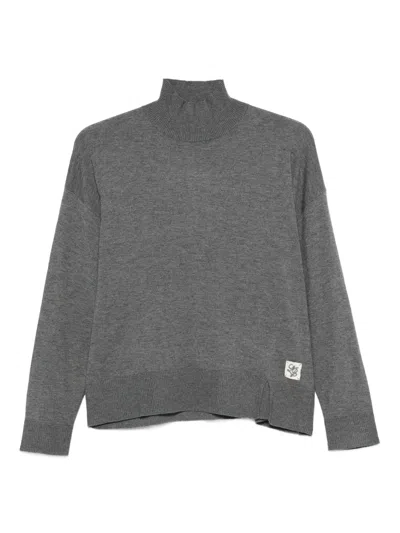 Liu •jo High-neck Logo-patch Sweater In Gray