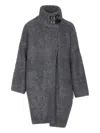 Liu •jo High-neck Oversized Coat In Gray