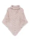Liu •jo Faux Fur Poncho With Chevron Pattern In Pink