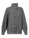 Liu •jo High-neck Ruffle-detail Sweater In Gray