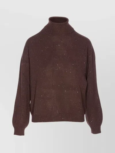 LIU •JO HIGH NECK SEQUIN DETAIL KNITWEAR