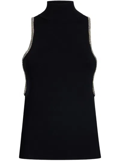 Liu •jo Liu Jo High-neck Sleeveless Sweater With Embellished Armholes In Black