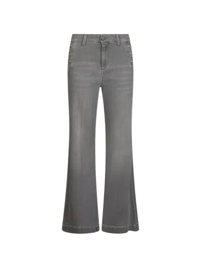 Liu •jo High-rise Button Flared Jeans In Gray