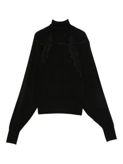 LIU •JO HIGH TURTLENECK BLACK WOOL SWEATER