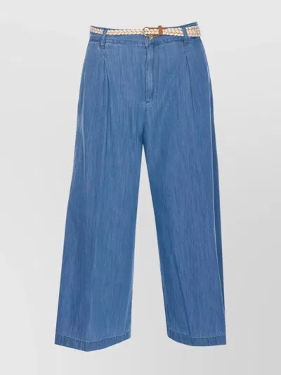 Liu •jo Liu Jo Wide-leg Denim Jeans With Pleat Detailing In Blue