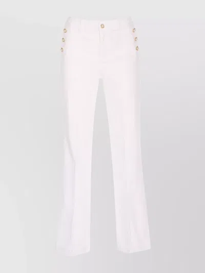 Liu •jo High Waist Flared Trousers With Jewelled Buttons In Pink