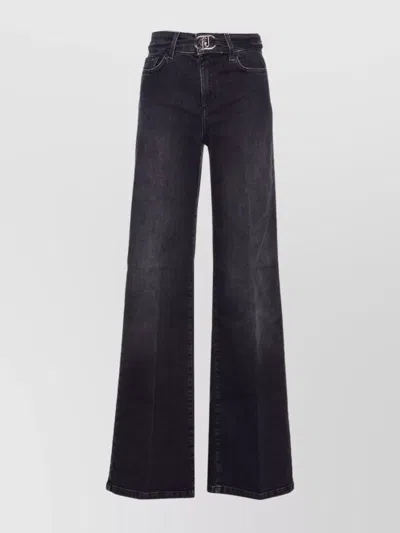 LIU •JO HIGH WAIST STRAIGHT FIT TROUSERS WITH FLARE