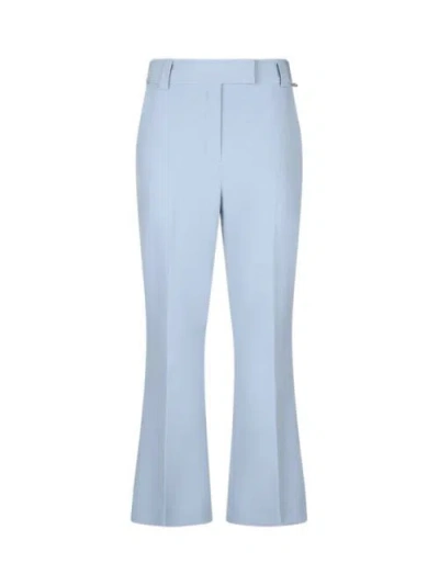 Liu •jo Liu Jo High-waisted Azzurro Polvere Trousers With Flared Hem In Blue