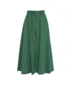 Liu •jo Liu Jo High-waisted Flared Midi Skirt With Button Closure In Green