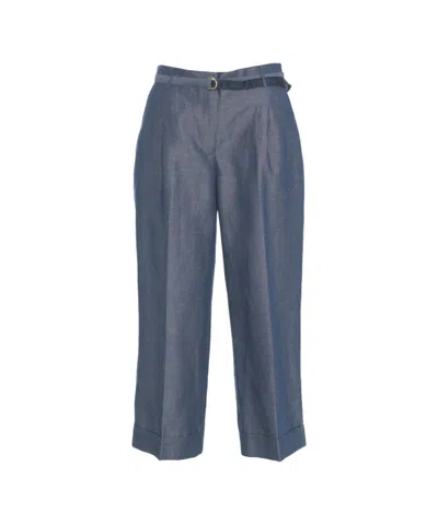 Liu •jo Liu Jo High-waisted Linen Blend Pants With Rolled Cuffs