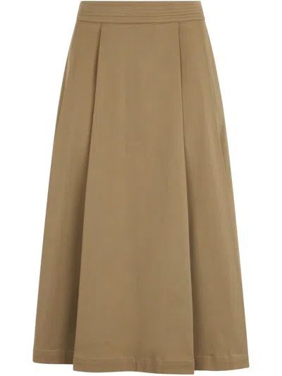 LIU •JO HIGH-WAISTED MID-LENGTH MIDI SKIRT IN BEIGE