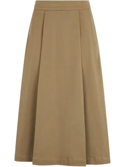 LIU •JO LIU JO HIGH-WAISTED MID-LENGTH MIDI SKIRT IN BEIGE