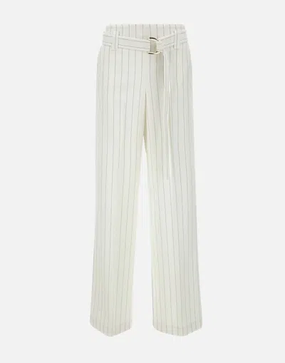 Liu •jo Liu Jo High Waisted Pinstripe Wide Leg Trousers In White
