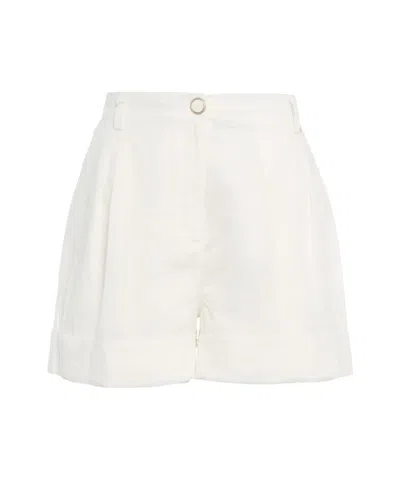 Liu •jo Liu Jo High-waisted Ramie Shorts With Rolled-up Cuffs In White