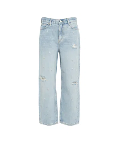 Liu •jo Liu Jo High-waisted Straight Leg Jeans With Rhinestone Details In Blue