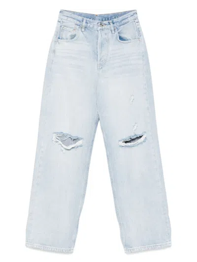 Liu •jo Liu Jo High-waisted Wide-leg Jeans With Distressed Detailing In Blue