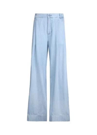 Liu •jo Liu Jo High-waisted Wide-leg Trousers In Powder Blue Denim