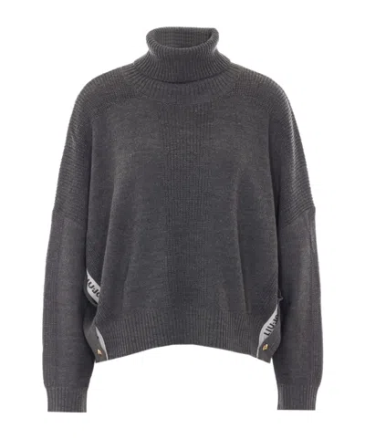 Liu •jo High-neck Knit Sweater In Gray