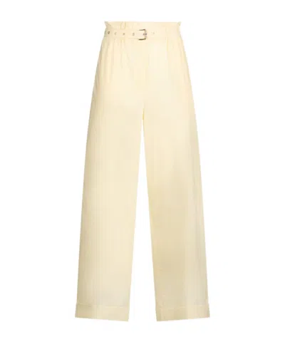 Liu •jo High-rise Cotton Trousers In Neutral