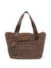 Liu •jo Hobo Cable-knit Teddy Shoulder Bag In Brown
