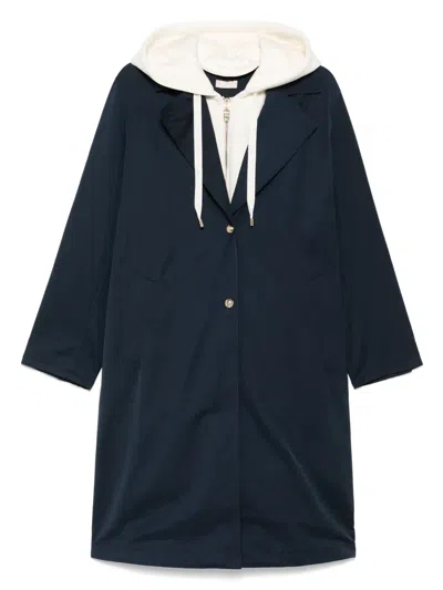 Liu •jo Hooded Coat In Blue