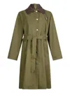 Liu •jo Hooded Contrasting-collar Coat In Green
