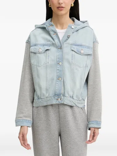 Liu •jo Hooded Denim Jacket In Blue