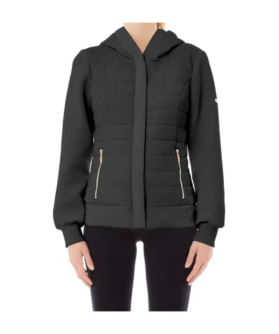 Liu •jo Hooded Jacket With Quilted Front In Black