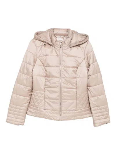Liu •jo Hooded Puffer Jacket In Neutral