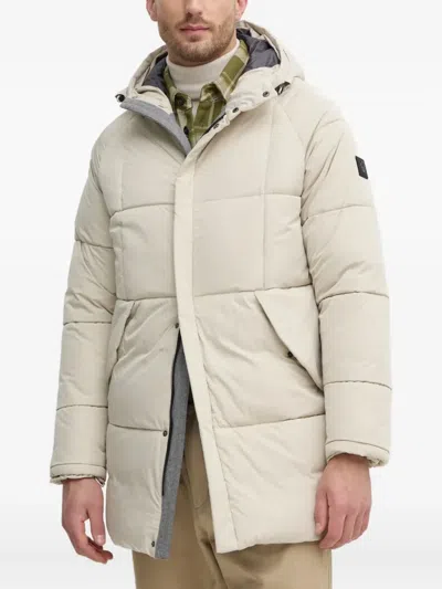 Liu •jo Hooded Quilted Coat In Neutral