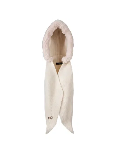 Liu •jo Hooded Scarf In Neutral