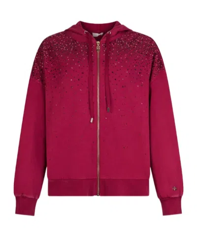 Liu •jo Hooded Sweatshirt With Gemstones In Pink