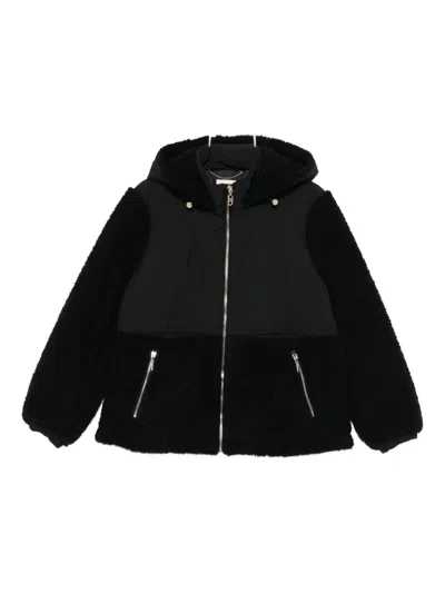 Liu •jo Hooded Teddy-paneled Jacket In Black