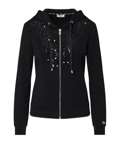 Liu •jo Hoodie With Sequins In Black